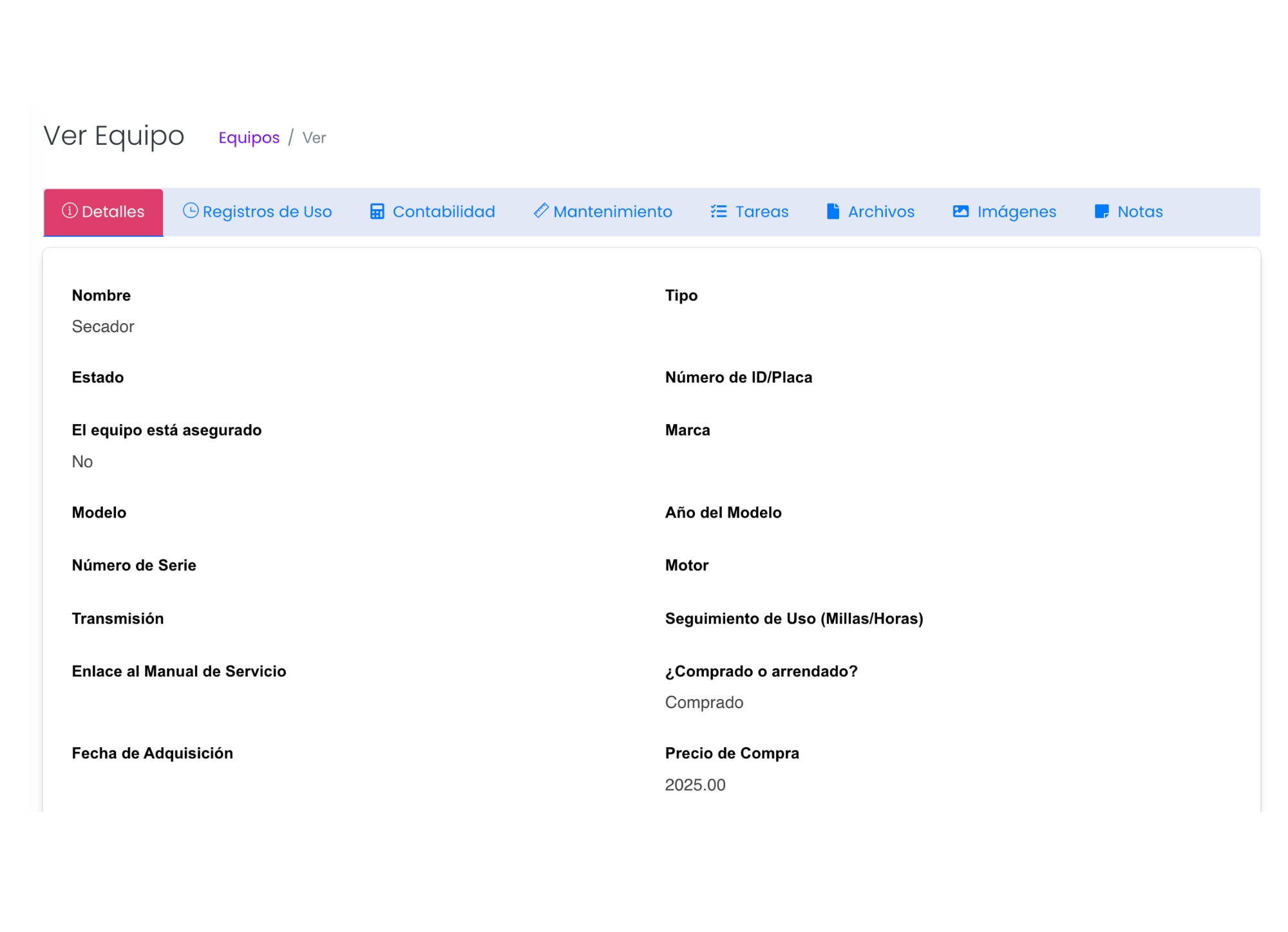 Equipment and Machinery
